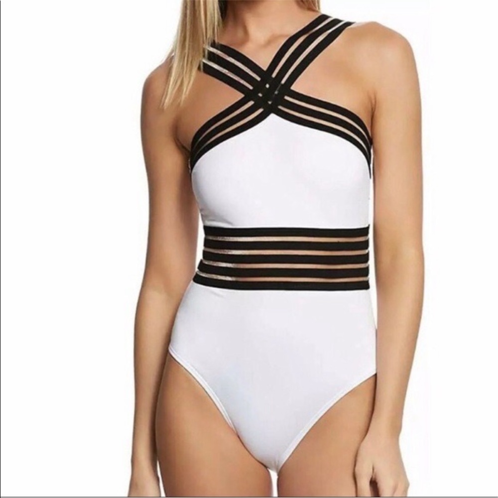 Kenneth Cole Black and White Sexy Swimsuit, Size L
